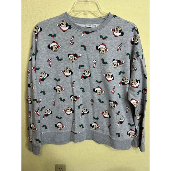 Disney Mickey Mouse Christmas Sweatshirt Holiday Candy Cane XL 18/20 - Picture 1 of 3